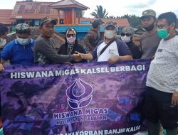 Hiswana Migas Kalsel, Salurkan Bantuan Lewat Sungai