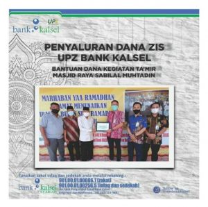 UPZ Bank Kalsel Salurkan Dana ZIS untuk Kegiatan Ta’mir Mesjid Raya Sabilal Muhtadin
