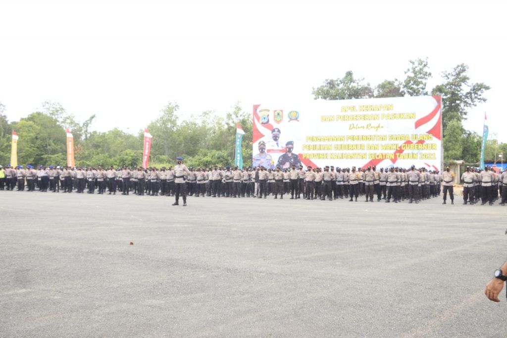 Pastikan Kesiapan Pengamanan Jelang PSU Kalsel, Polda Kalsel Laksanakan Apel Gabungan