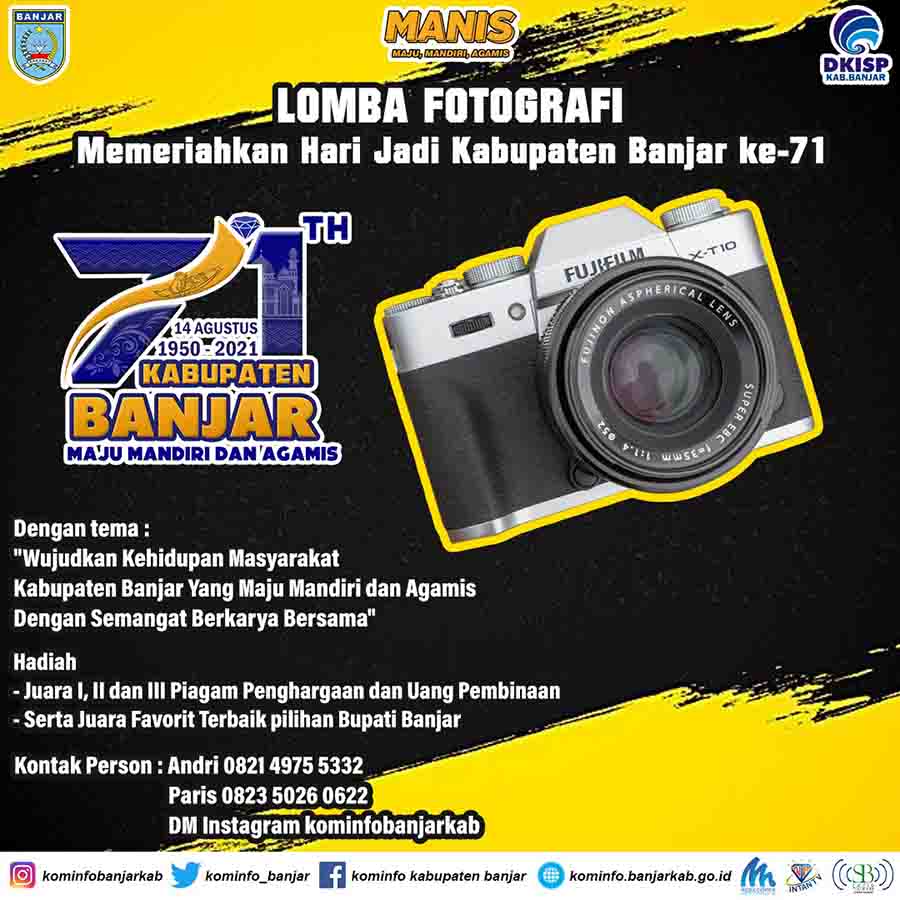 Meriahkan Hari Jadi ke-71 Kabupaten Banjar, DKISP Gelar Lomba Fotografi