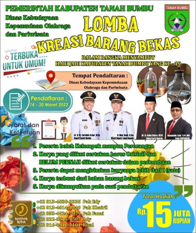 Momen Harjad Tanbu, Disbudporpar Bakal Selenggarakan Lomba Ini