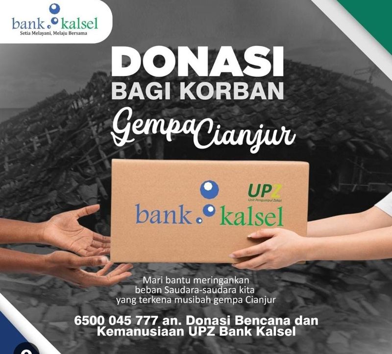Bank Kalsel Buka Donasi Bagi Korban Gempa Cianjur