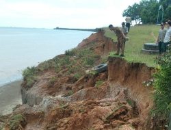 BPBD Tanbu Tinjau Lokasi Longsor Tebing Pantai Desa Sungai Dua Laut