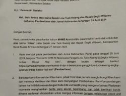Hak Koreksi dan Hak Jawab Terkait Berita Komisi III DPR RI Berencana Panggil Low Tuck Kwong dan Engki Wibowo