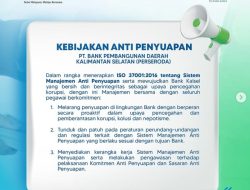 Bank Kalsel Komitmen Terhadap Kebijakan Anti Penyuapan