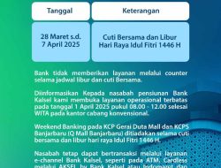 Jadwal Layanan Bank Kalsel, Libur Nasional dan Cuti Bersama 2025