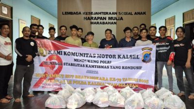 Polda Kalsel Gandeng Komunitas Jalanan dan Motor Gelar Bakti Sosial Sambut HUT Bhayangkara ke-79