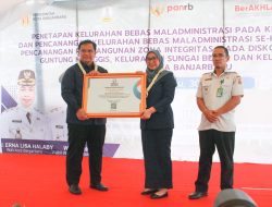 Pertama di Indonesia! Kelurahan Mentaos Banjarbaru Resmi Jadi Kelurahan Bebas Maladministrasi