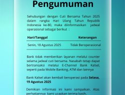 Bank Kalsel Libur 18 Agustus, Transaksi Tetap Lancar Lewat E-Channel