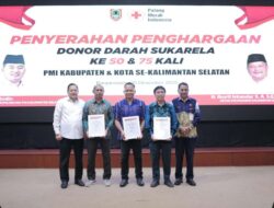 PMI Kalsel Apresiasi 455 Pendonor Darah Sukarela yang Capai 50–75 Kali Donor