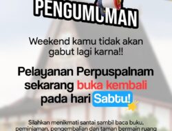 Layanan Perpustakaan Palnam Kembali Buka Akhir Pekan, Bisa Berwisata Literasi