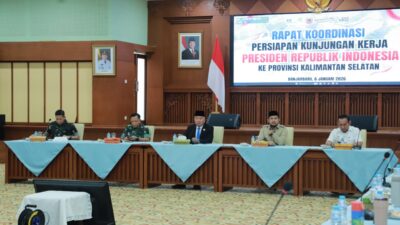 Gubernur H. Muhidin Pimpin Rakor Persiapan Kunjungan Presiden dan Antisipasi Bencana