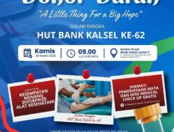 Rayakan Hari Jadi, Bank Kalsel Ajak Masyarakat Donor Darah di Kantor Pusat Besok