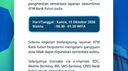 ATM Bank Kalsel Gangguan Sementara Dini Hari, Ini Jadwalnya